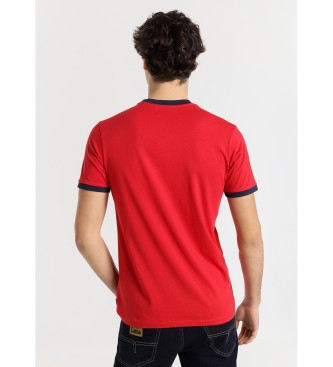 Lois Jeans T-shirt de manga curta de alta densidade com logtipo em contraste vermelho