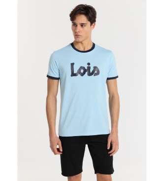Lois Jeans T-shirt de manga curta de alta densidade com logtipo em contraste azul