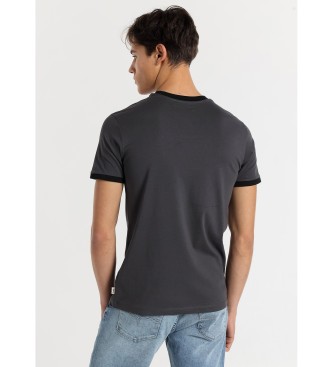Lois Jeans T-shirt a maniche corte con logo grigio a contrasto ad alta densit