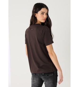 Lois Jeans Kortrmet T-shirt med rhinestones western brown