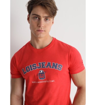 Lois Jeans T-shirt de manga curta com estampado 62 vermelho
