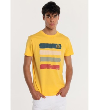 Lois Jeans Kortrmad t-shirt med akvarellmnster, gul