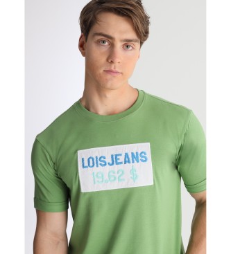 Lois Jeans Koszulka z krótkim rękawem z wyhaftowanym zielonym dolarem