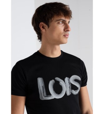 Lois Jeans Koszulka z krótkim rękawem z nadrukiem graficznym i haftem, czarna