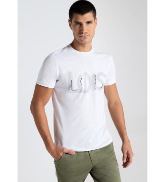 Lois Jeans Weies Kurzarm-T-Shirt mit Grafikdruck und Stickerei