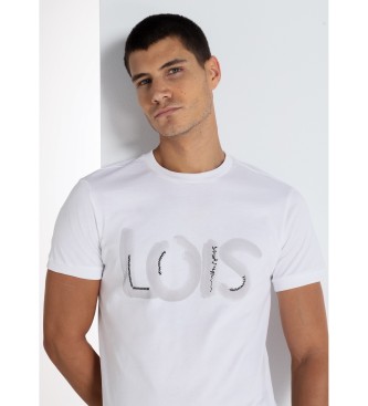 Lois Jeans T-shirt bianca a maniche corte con stampa grafica e ricami