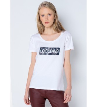 Lois Jeans Kortrmad T-shirt med logotyp och blommnster vit