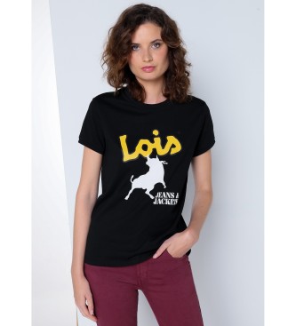 Lois Jeans Kortrmet t-shirt med sort print