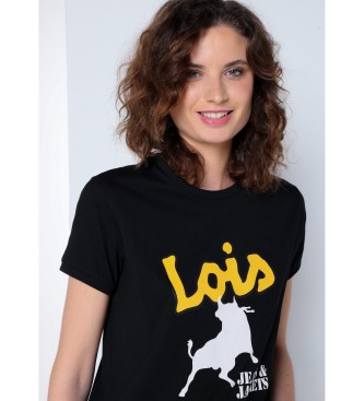 Lois Jeans Kortrmet t-shirt med sort print