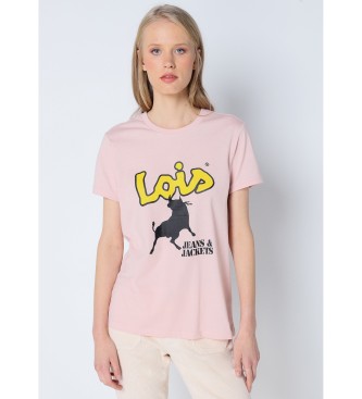 Lois Jeans Kortrmet t-shirt med pink print