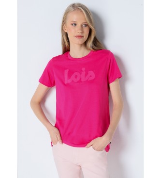 Lois Jeans Pink kortrmet t-shirt med pufprint