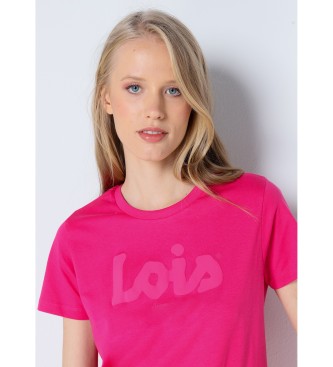 Lois Jeans Pink kortrmet t-shirt med pufprint