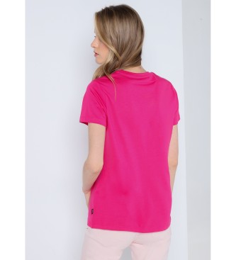 Lois Jeans T-shirt de manga curta com estampado de puff rosa