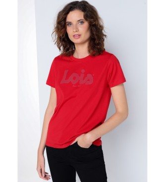 Lois Jeans Kortrmad t-shirt med puffmnster rd