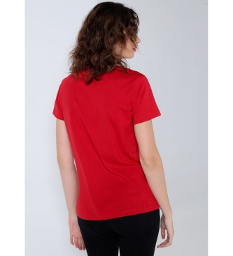 Lois Jeans T-shirt de manga curta com estampado de puff vermelho
