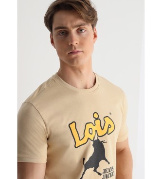 Lois Jeans Kortrmet t-shirt med silketryk i gul
