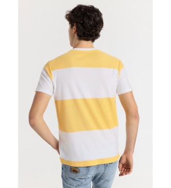 Lois Jeans T-shirt de manga curta em tecido jacquard com riscas amarelas