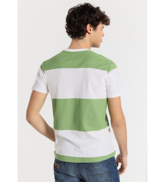 Lois Jeans Short sleeve jacquard woven T-shirt with green stripes
