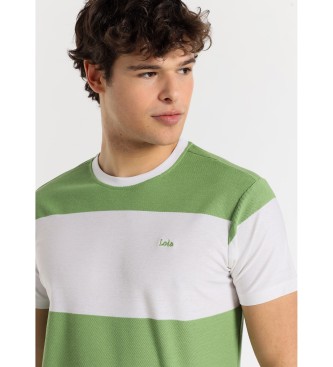 Lois Jeans Żakardowa koszulka z krótkim rękawem w zielone paski