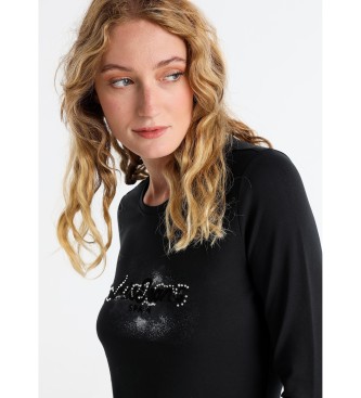 Lois Jeans T-Shirt mit grafischem Logo auf der Brust schwarz