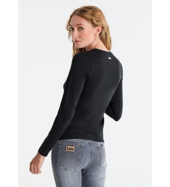 Lois Jeans T-Shirt mit grafischem Logo auf der Brust schwarz