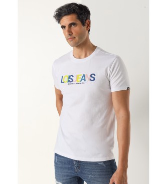 Lois Jeans Graficzna koszulka z krótkim rękawem biała