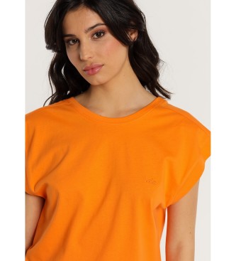 Lois Jeans T-shirt arancione con maniche scese e coste aperte sul retro