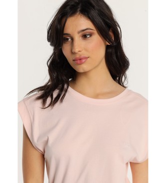 Lois Jeans Drop sleeve t-shirt with rib open back pink