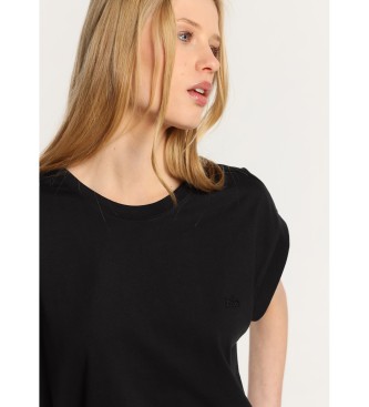 Lois Jeans T-shirt met Dropmouw en rib open rug zwart