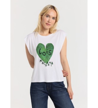 Lois Jeans T-shirt de gola redonda com estampado de folhas de macadmia e missangas