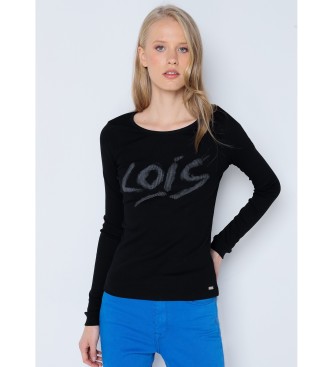 Lois Jeans Lngrmad t-shirt med smal passform svart