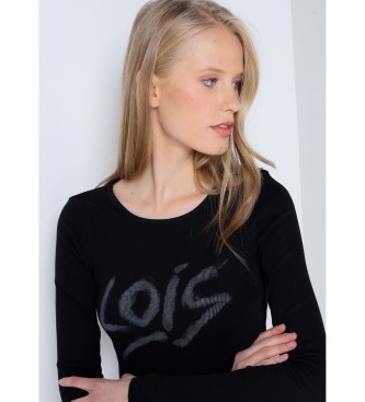 Lois Jeans Koszulka z długim rękawem slim fit czarna
