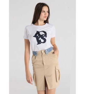Lois Jeans Jupe taille haute avec ceinture beige smocke  pinces