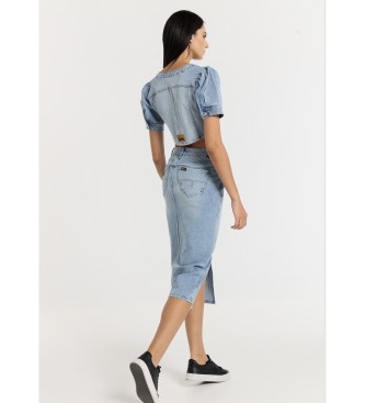 Lois Jeans Dżinsowa spódnica z niebieskimi plastronowymi kieszeniami