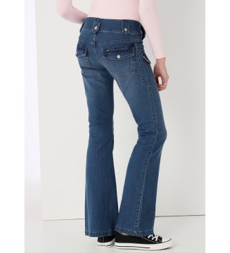 Lois Jeans Dubbelknppta jeans med bl psydda fickor