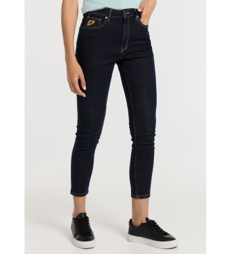 Lois Jeans Calas de ganga de cintura subida skinny ankle - Lavagem mdia e enxaguamento preto