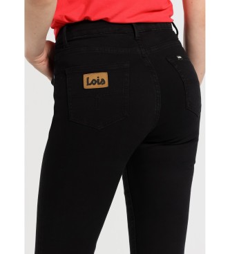 Lois Jeans Kavbojke HighWaist Skinny gleženj - Srednji pas Ultra black