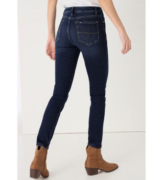 Lois Jeans Oprane oprijete jeans hlače do gležnjev v mornariški barvi