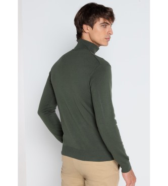 Lois Jeans Osnovni pulover z zelenim rolojem