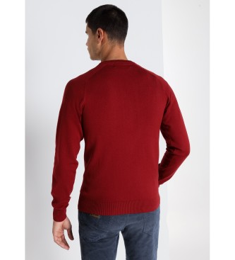 Lois Jeans LOIS JEANS - Basic V-neck jumper with burgundy bull embroidery