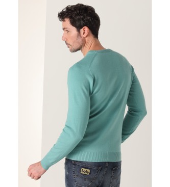 Lois Jeans Maglione basico in maglia ricamato con toro verde