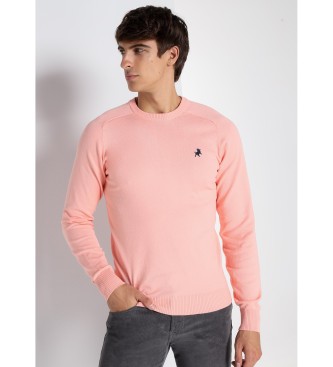 Lois Jeans LOIS JEANS - Basic knitted jumper with pink bull embroidered turtleneck