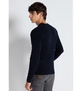 Lois Jeans Pull basique en tricot avec broderie Toro marine