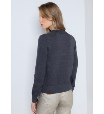 Lois Jeans Basic-Pullover in Marineblau