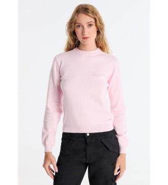 Lois Jeans Pull basique avec logo rose