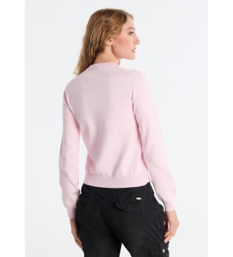 Lois Jeans Basic-Pullover mit rosa Logo