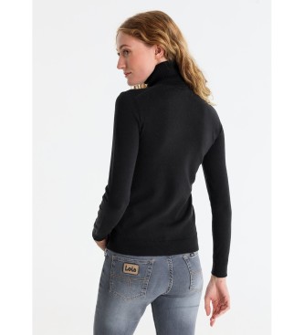 Lois Jeans Maglia basic a collo alto con logo nero