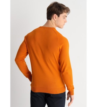 Lois Jeans Basisstrikket trje med orange broderet logo