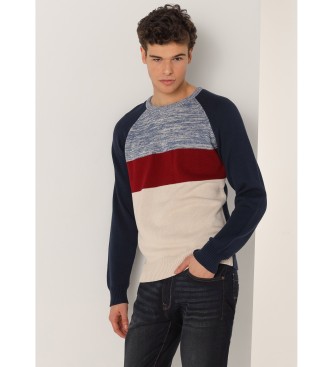 Lois Jeans Črtast pulover z mornarsko modro črto