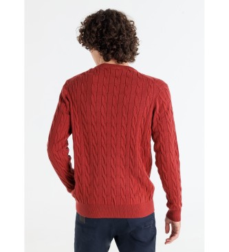 Lois Jeans Roter Kabelstrick-Pullover